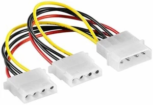 Y Stromkabel intern 4 PIN Adapter Molex Stecker auf 2x Buchse 4 polig 0,15 m - Bild 1 von 1