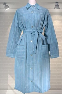 Vintage Slubby Cotton Artist Utility Worker Overall Shirt Dress Housecoat UK 16 - Picture 1 of 7