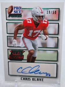 2021 Leaf Pro Set Power Prospects Emerald Spectrum Foil #19/50 Chris Olave Auto - Picture 1 of 3