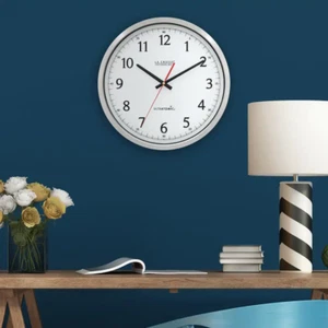 Wall Clock 14 in Round UltrAtomic Stainless Steel Analog w/ Shatterproof Lens - Picture 1 of 12
