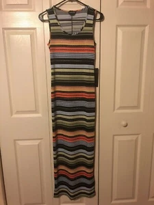 BEBE Multi-Color Striped Maxi Dress Size SMALL NWT - Picture 1 of 8