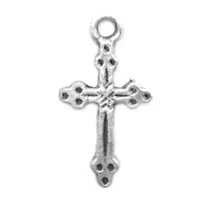 25 Antiqued Silver-Tone Pewter Double Sided 18x11mm Cross Charms - Picture 1 of 1