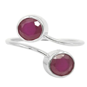 4.00 Carat Round Shape 100% Natural Burmese Red Ruby Ring In 925 Sterling Silver - Picture 1 of 4