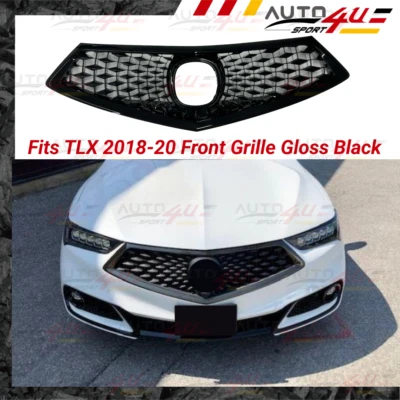 Conjunto de parrilla/parrilla de parachoques delantero negro brillante para Acura TLX 2018-2020 Foto 1 de 4