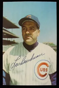 Tarjeta postal firmada por Lou Boudreau Chicago Cubs de 1970 de 3,5" x 5,5" (JSA) - Imagen 1 de 2