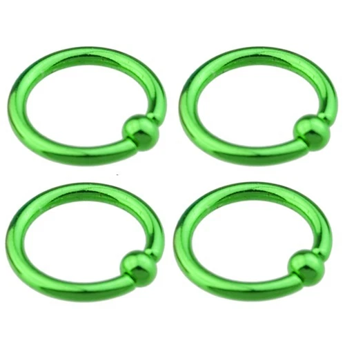 1 par (2) anéis cativos de néon folheados a titânio 14g 3/8" 3mm bolas lábio orelha VERDE - Imagem 1 de 1
