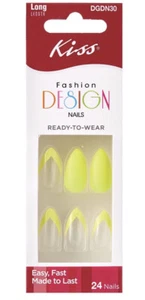 Kiss Long Length Full Cover Stiletto Shaped Matte Yellow Nails DGDN30 - Picture 1 of 5