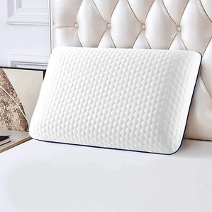 Soft Pillow Bounce Back Memory Foam Firm Deluxe Striped memory Pillow UK - Picture 1 of 7