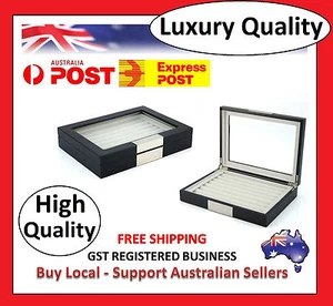 Hand Made Black Glass Luxury Case Cufflinks Ring Tie clip Storage Display Box F - Picture 1 of 10