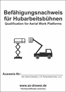 Bedienerausweis Fahrausweis Arbeitsbühnen Hubarbeitsbühne Hubsteiger Steiger usw - Bild 1 von 4