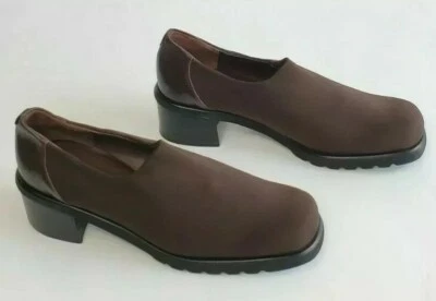 Aquatalia Marvin K. 块跟懒人氯丁橡胶皮革女式 9 码意大利制造  — 第 1/4 张图片