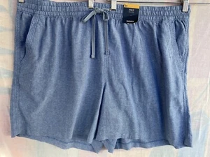 NUEVO M&S Colección Talla 24 Azul Cambray Lino Rico Informal Pantalones Cortos Cintura Elástica - Imagen 1 de 5