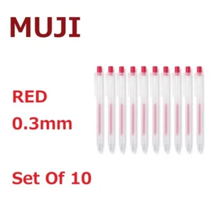 MUJI Smooth Gel Ink Knock Type Ballpoint Pen Red 0.3mm Set Of 10 - Picture 1 of 4