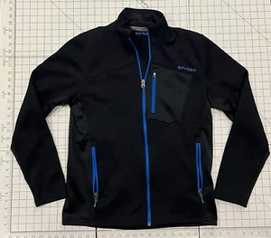 Spyder Bandit Fleecejacke Herren Medium schwarz blau durchgehender Reißverschluss Pullover schneller Versand - Bild 1 von 3