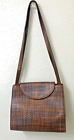 Vintage Rolf Dey Brown Leather  Intrecciato Weave Shoulder Bag Handbag 2 Straps