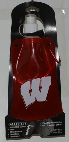 Collegiate Licensed Wisconsin Badgers Reusable Foldable Water Bottle Cover