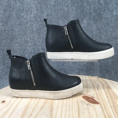 Steve Madden Botas Mujer 8.5 Wedgie Botín Negro Goma Cremallera Lateral Comodidad Foto 1 de 4