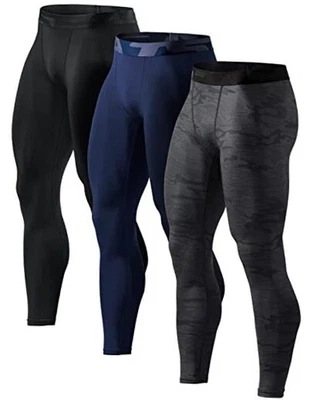  Men's Compression Pants - Small 3pack Cool Dry Black/ Navy/ Urban Camo Black - Image 1 of 4