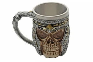 Knight Skull Mug Resin Stainless Steel 500 ML Tankard Cup - Picture 1 of 2