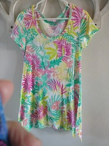 Fresh Produce Womens Dress XS Floral Palm Print Beachy Scoop Neck - Picture 1 of 4