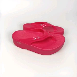 OOFOS Women's Sz 6 M OOmega OOlala Stacked Sandal Neon Berry Punch - Picture 1 of 7