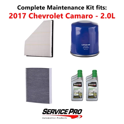 2017 Chevrolet Camaro 2.0L Complete Air, Oil & Cabin Filter Kit (5W-30) - Imagem 1 de 4