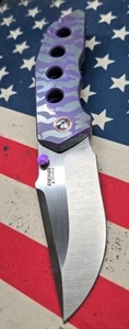 PEÑA X-SERIES RHINO SATIN M390 PURPLE TIGER ANODIZED TITANIUM DISCONTINUED  - Picture 1 of 10