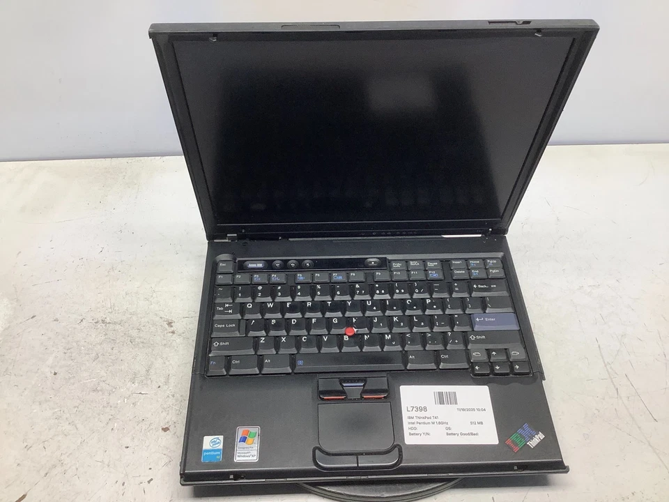 IBM ThinkPad T41 Intel Pentium M 1,6 GHz 512 MB SIN DISCO DURO Foto 1 de 4