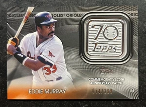 2021 Topps Update 70th Anniversary Logo Patch Black Eddie Murray 74/299 - Picture 1 of 2
