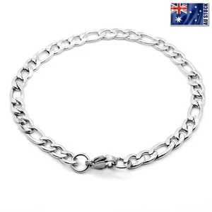 Venta al por mayor Pulsera de cadena Figaro de acero inoxidable 316L con bordillo de plata para hombre y mujer - Imagen 1 de 6