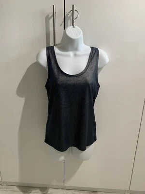 Mint Velvet Silver Blue Glitter Vest Top Cami Sleeveless Sparkly Size UK 8 - Image 1 of 4