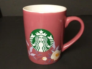 Tazza caffè Starbucks fiori su sfondo marrone rosato bianco interno 10 fl oz - Foto 1 di 5