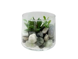 Mini Sukkulente künstlich Glas Tischdeko Kommunion Hochzeit Deko Ø 9cm 8cm H - Bild 1 von 4