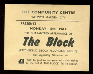 THE BLOCK: Boleto de concierto original del Reino Unido de los años 60: Decca Records psicodélico - Imagen 1 de 2