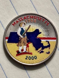 2000-P MASSACHUSETTS Statehood Commemorative Quarter with Painted Obverse - Picture 1 of 2