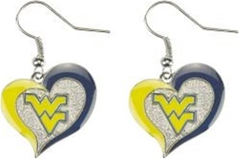 West Virginia Mountaineers NCAA Team Swirl Heart Earrings Cover