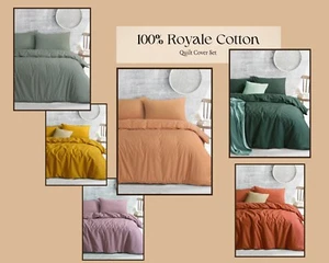 Single Duvet Cover Royale Cotton Quilt Covers With Pillowcases Bedding Set - Picture 1 of 30