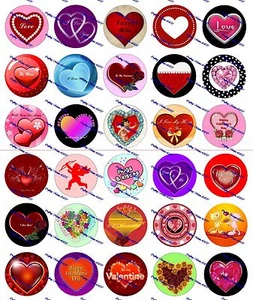 30 Precut 1" Valentines Day Bottle cap Images Set 1 - Picture 1 of 1