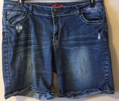 Pantalones cortos elásticos bordados tiro alto desgastados Zanadi para mujer talla 22W #p16-21 Foto 1 de 4