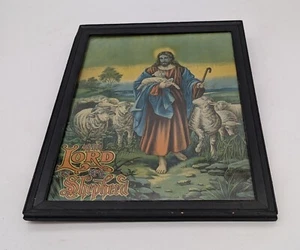 Vintage Wood Framed Print of Jesus "The Lord Is My Shepherd" Rare 1960's  - Picture 1 of 6