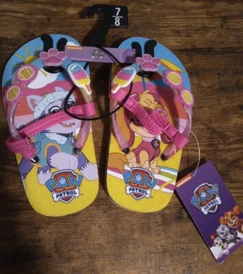 Toddler girls beach sandal shoes Size 7/8 Paw Patrol flip flop summer footwear  - Image 1 of 4
