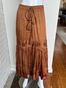 Maxi Falda Alamwar Seda Niveles Bronce Dorada Talla XS - Imagen 1 de 4
