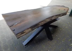 G8 Mooreiche 208x71x7 Couch Tisch Platte Rustikal Bohle Brett Bog Oak Baumkante - Bild 1 von 19