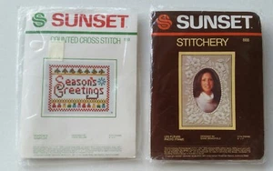 2 Sunset Designs Cross Stich Kits Seasons Greetings 169 & Photo Frame 888 NEW - Picture 1 of 2