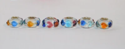 European large hole glass rainbow hearts bead fits many charm bracelet styles - Image 1 of 4