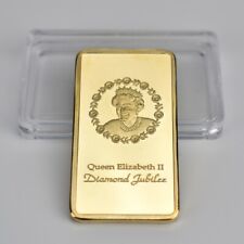 Queen Elizabeth II Gold Plated Commemorative Coin Bar Collectible Gift UK Royal