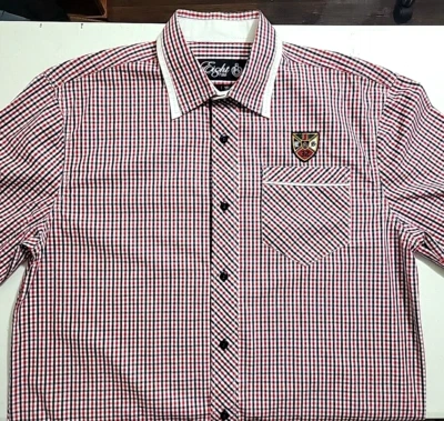 Eight 732 Red Plaid Long Sleeve Button Front Shirt Men's Size L - Image 1 of 4