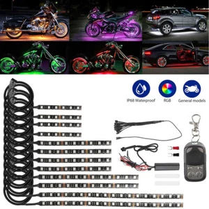 12PCS RGB Motorcycle Bike LED Light For Accent Glow Neon Strip Kit Remote Contro - Picture 1 of 11