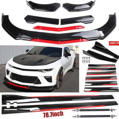 For Chevrolet Chevy Camaro LT SS Front Bumper Lip Splitter Spoiler + Strut Rods Foto 1 de 4