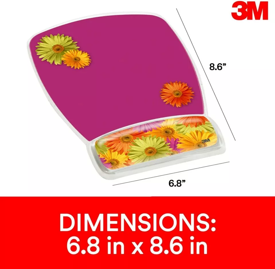 3M Precise Mouse Pad with Gel Wrist Rest Daisy Design - Image 1 of 4